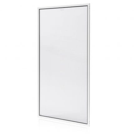 Fliegengitter Fenster - mit Rahmen: rechteckiges, weißes Fliegengitter mit feinem Netz – schützt effektiv vor Insekten.