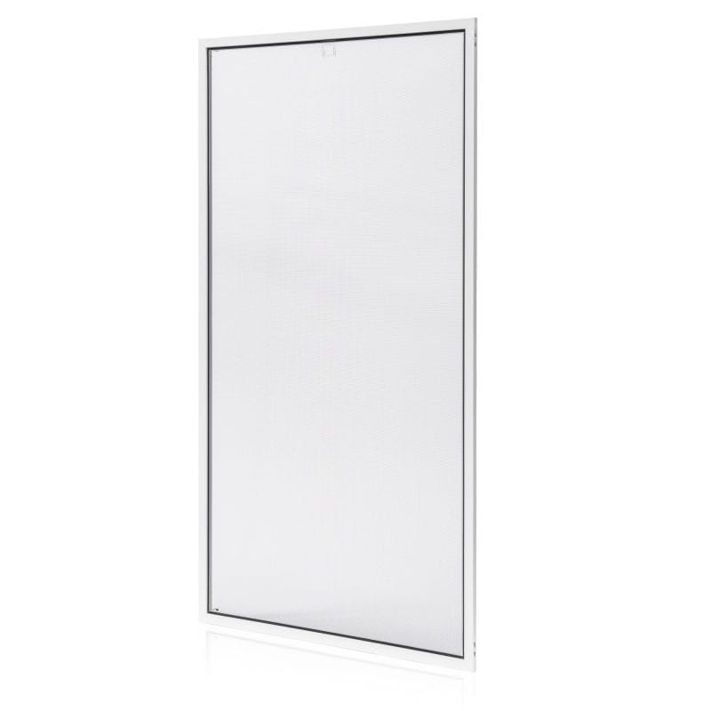 Fliegengitter Fenster - mit Rahmen: rechteckiges, weißes Fliegengitter mit feinem Netz – schützt effektiv vor Insekten.